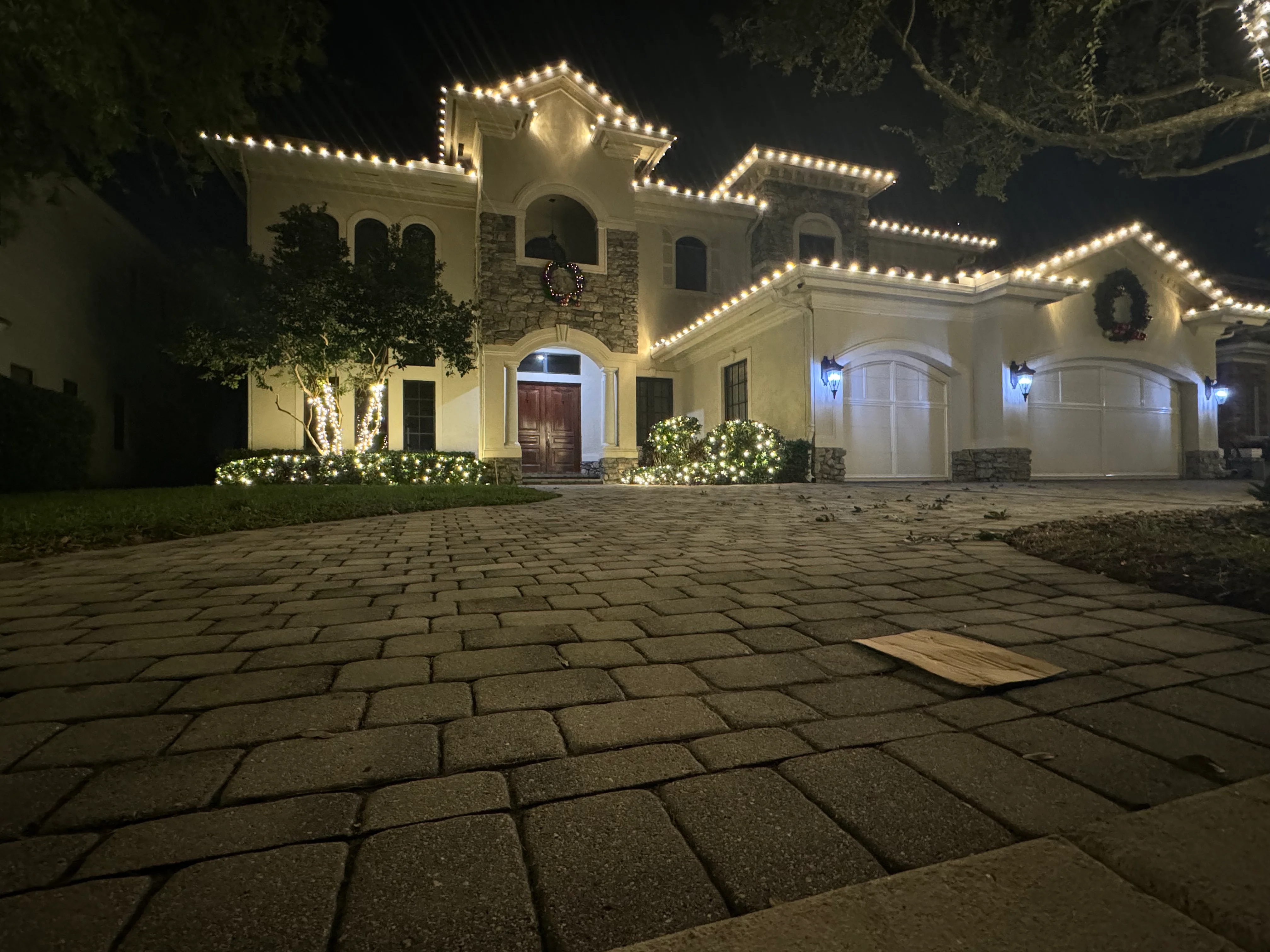 Luxury estate with extensive warm white lighting throughout property