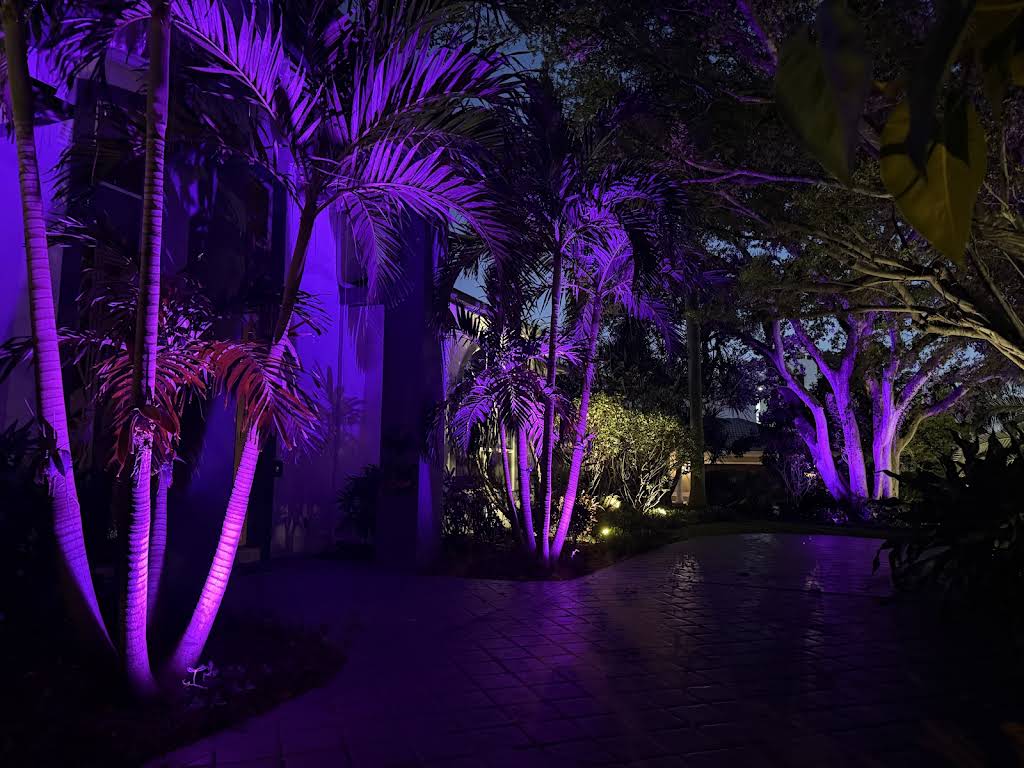 Professional landscape lighting installation by S.F. Outdoor Lighting in Boca Raton